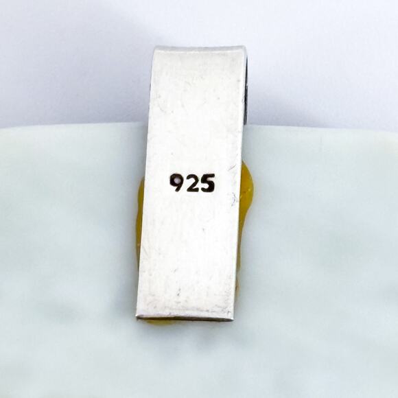 Brown White Fused Glass Pendant | Large Sterling Silver Bail Necklace Charm - Picture 5 of 7